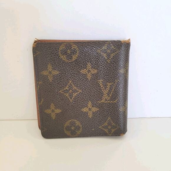 Vintage Louis Vuitton Unisex LV Brown Bi-Fold Leather Wallet Monogram Card 90s - Picture 2 of 12